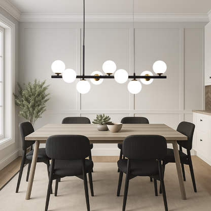 Luminaire Suspendu Noir pour Salle à Manger | Design Contemporain et Éclairage Réglable