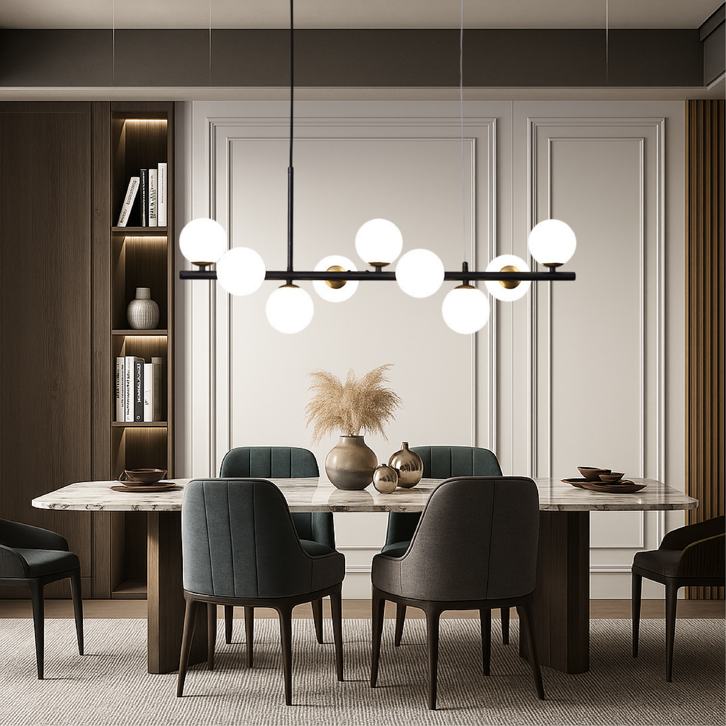 Luminaire Suspendu Noir pour Salle à Manger | Design Contemporain et Éclairage Réglable