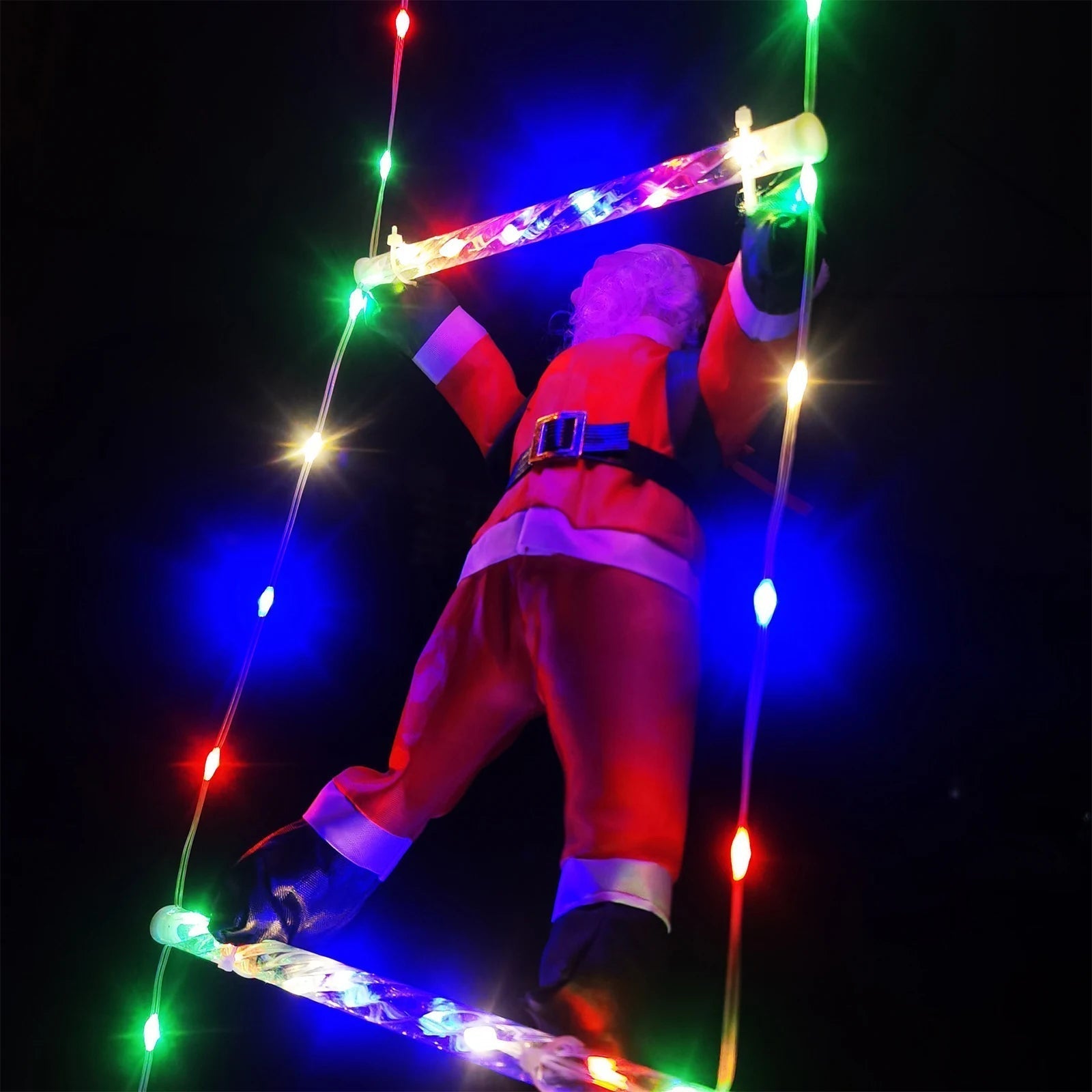 Décoration de Noël avec Échelle du Père Noël | Éclairage LED et Télécommande Inclus