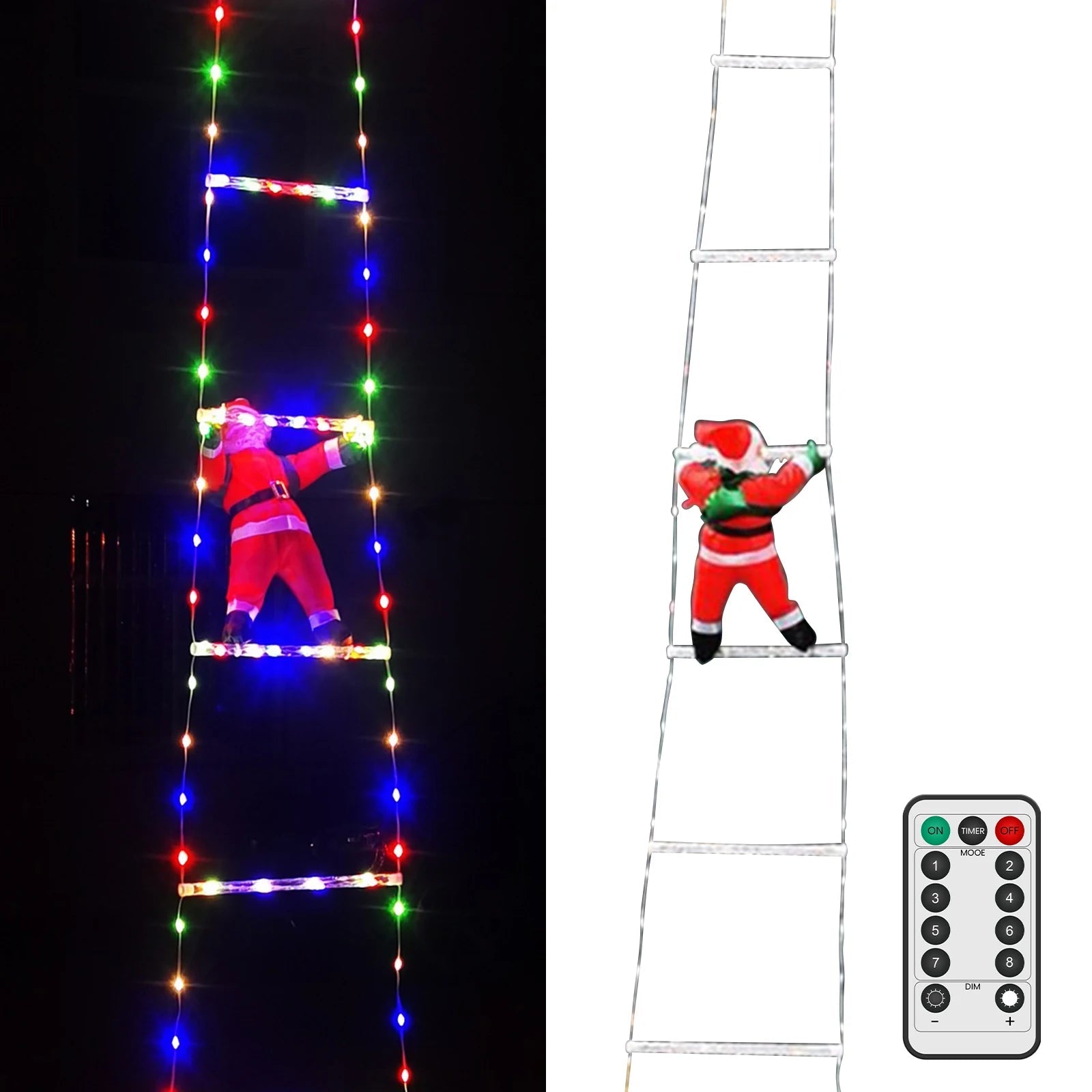 Décoration de Noël avec Échelle du Père Noël | Éclairage LED et Télécommande Inclus