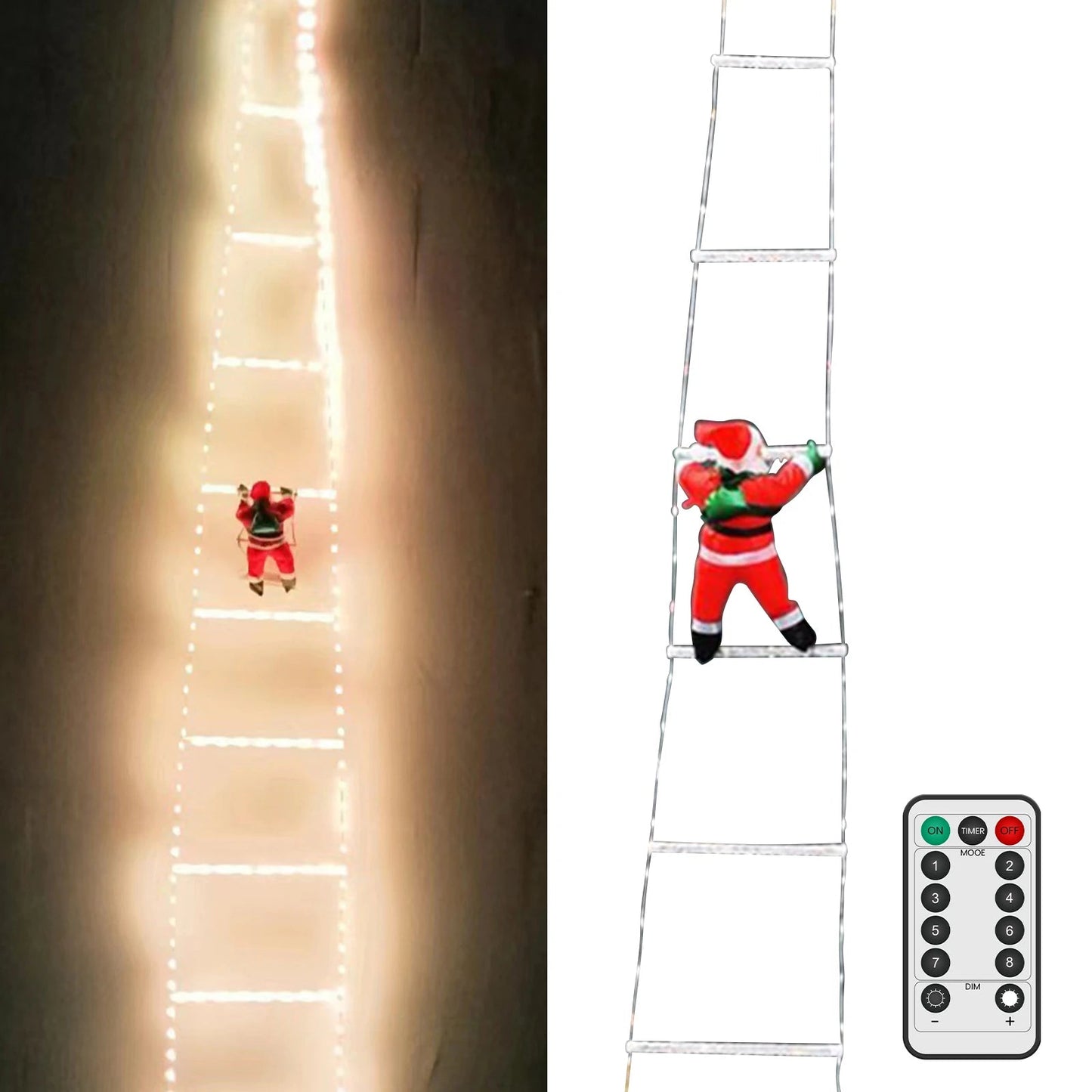 Décoration de Noël avec Échelle du Père Noël | Éclairage LED et Télécommande Inclus
