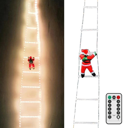 Décoration de Noël avec Échelle du Père Noël | Éclairage LED et Télécommande Inclus