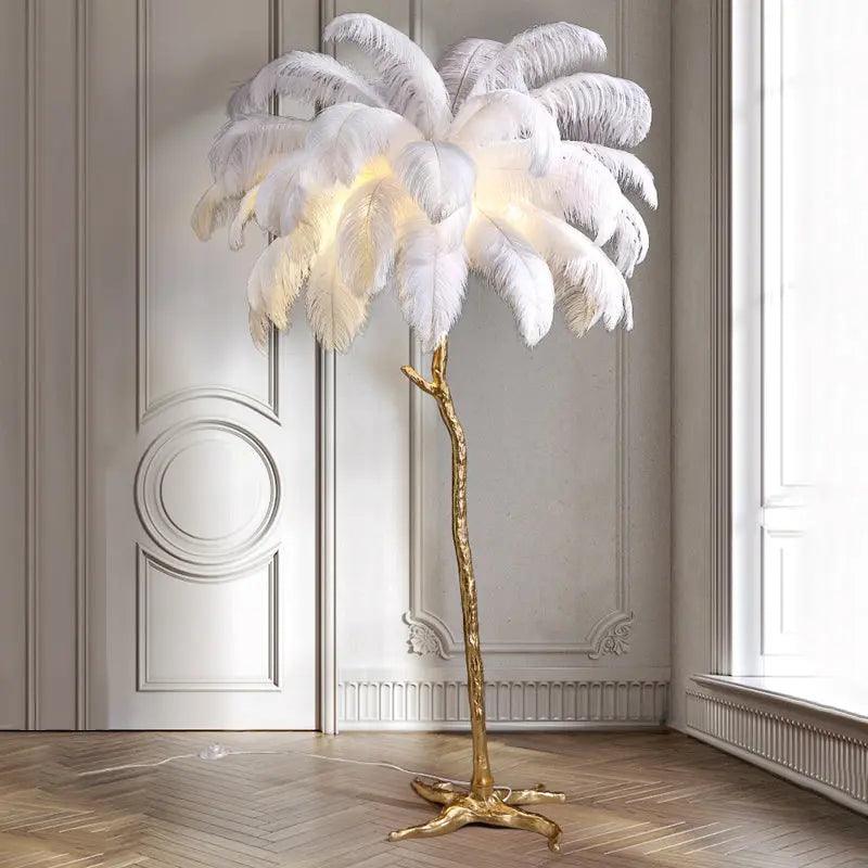 Lampe de Sol Nordique en Plumes | Éclairage Ambiant et Élégant