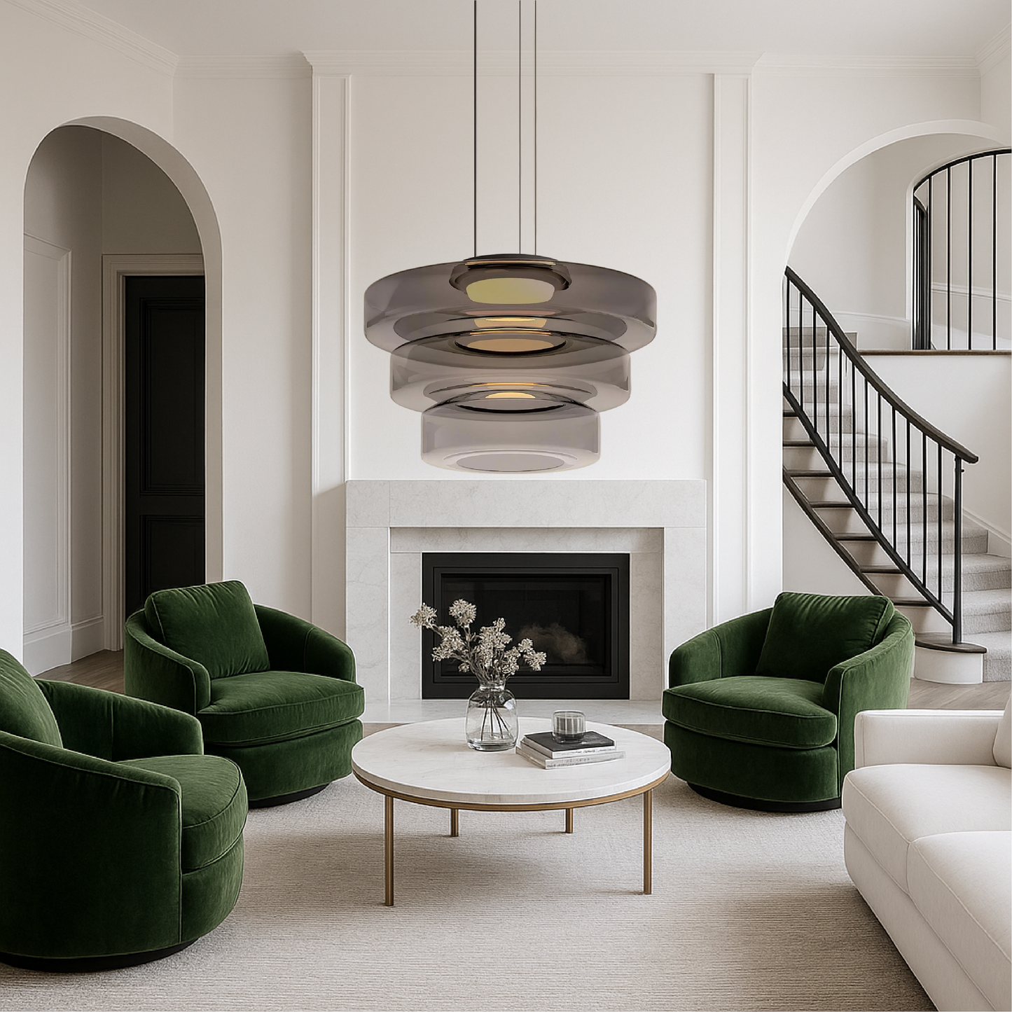 Lampe Suspendue en Verre Danois | Design Bauhaus Élégant et Réglable