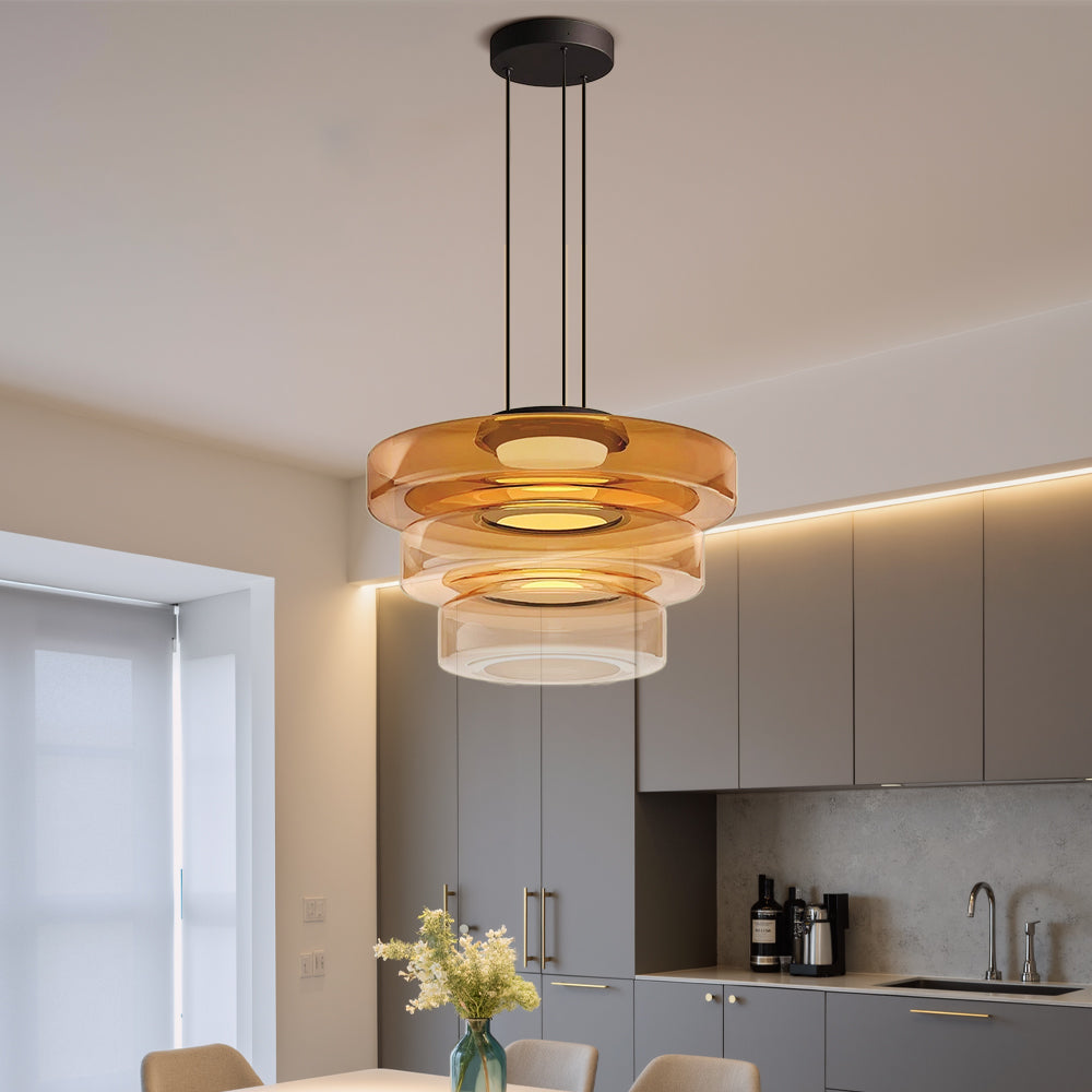 Lampe Suspendue en Verre Danois | Design Bauhaus Élégant et Réglable