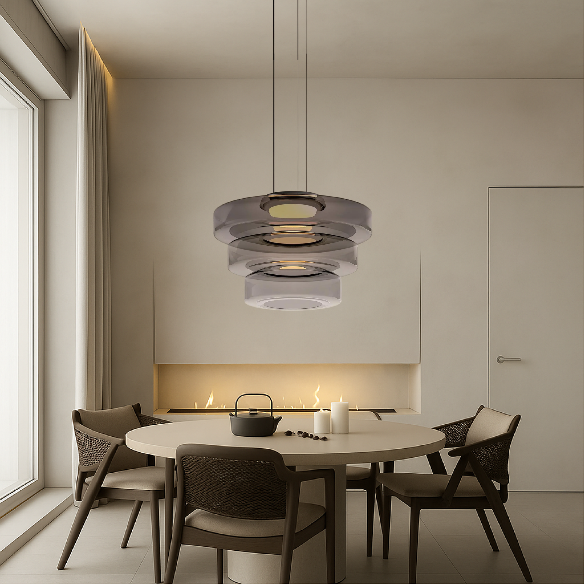 Lampe Suspendue en Verre Danois | Design Bauhaus Élégant et Réglable