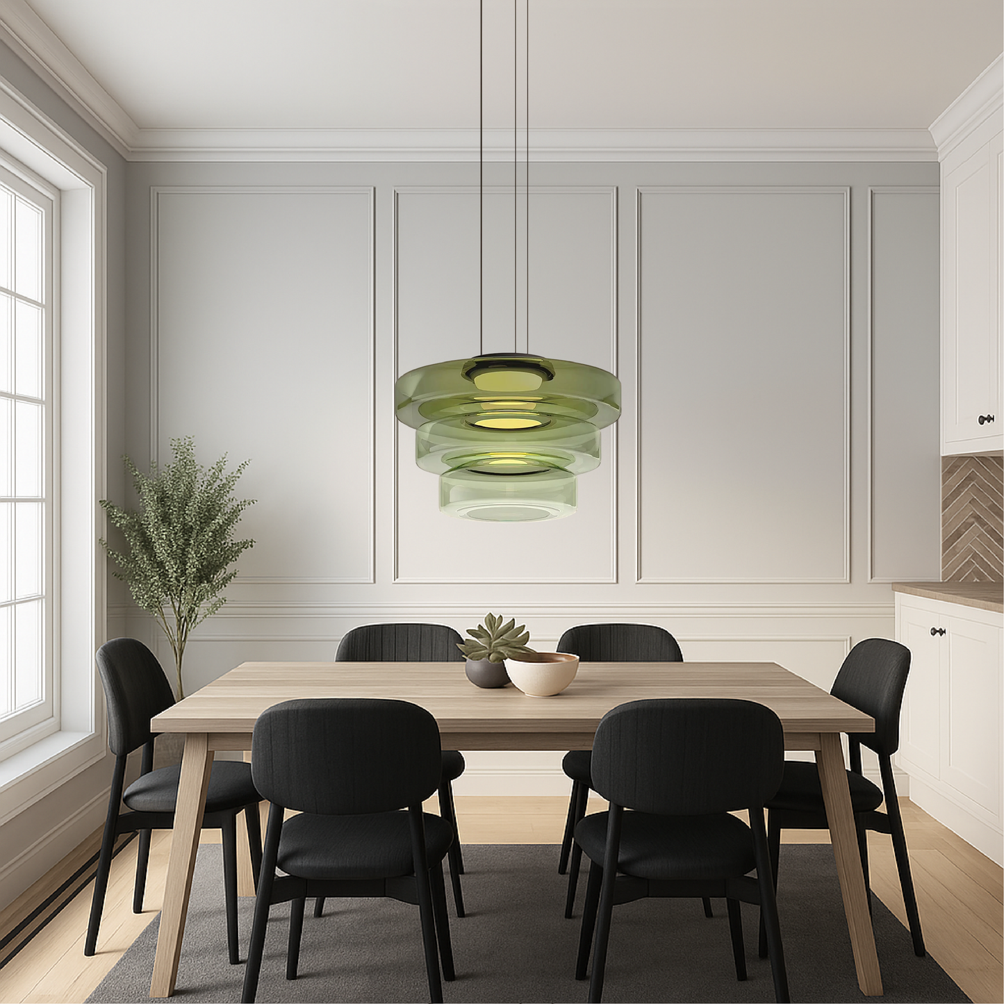 Lampe Suspendue en Verre Danois | Design Bauhaus Élégant et Réglable