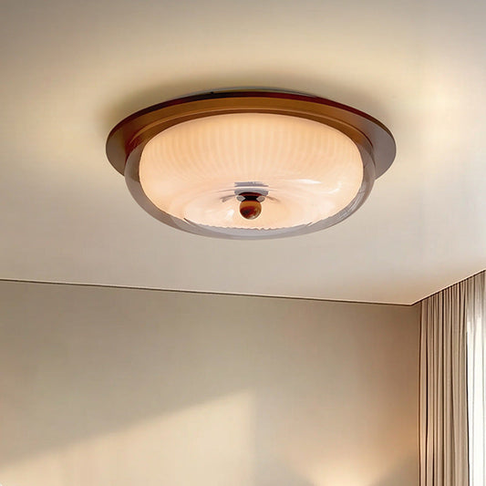 Lampe de Plafond en Verre et Bois | Design Scandinave et Éclairage Doux