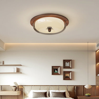 Lampe de Plafond en Verre et Bois | Design Scandinave et Éclairage Doux