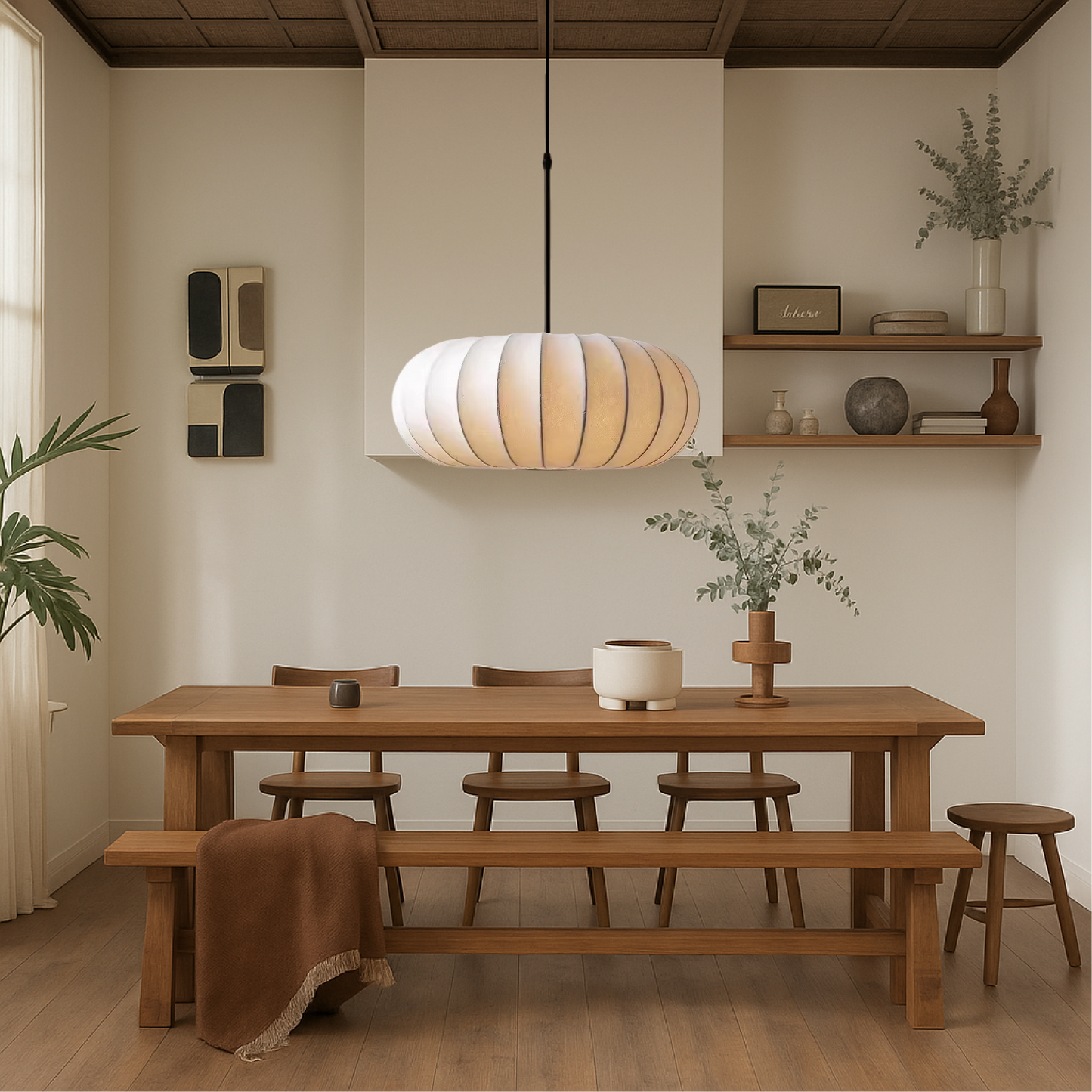 Suspension en Soie Minimaliste | Éclairage Chic et Accueillant pour Votre Espace
