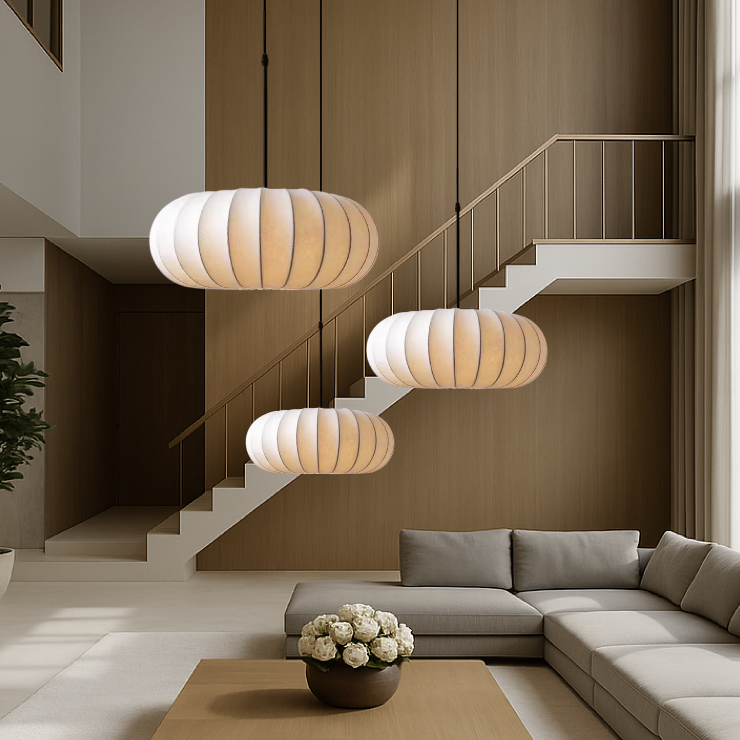 Suspension en Soie Minimaliste | Éclairage Chic et Accueillant pour Votre Espace
