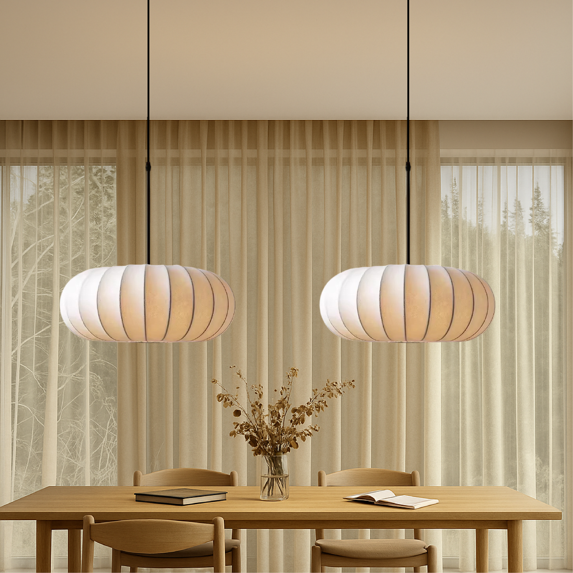 Suspension en Soie Minimaliste | Éclairage Chic et Accueillant pour Votre Espace