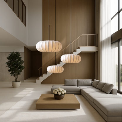 Suspension en Soie Minimaliste | Éclairage Chic et Accueillant pour Votre Espace