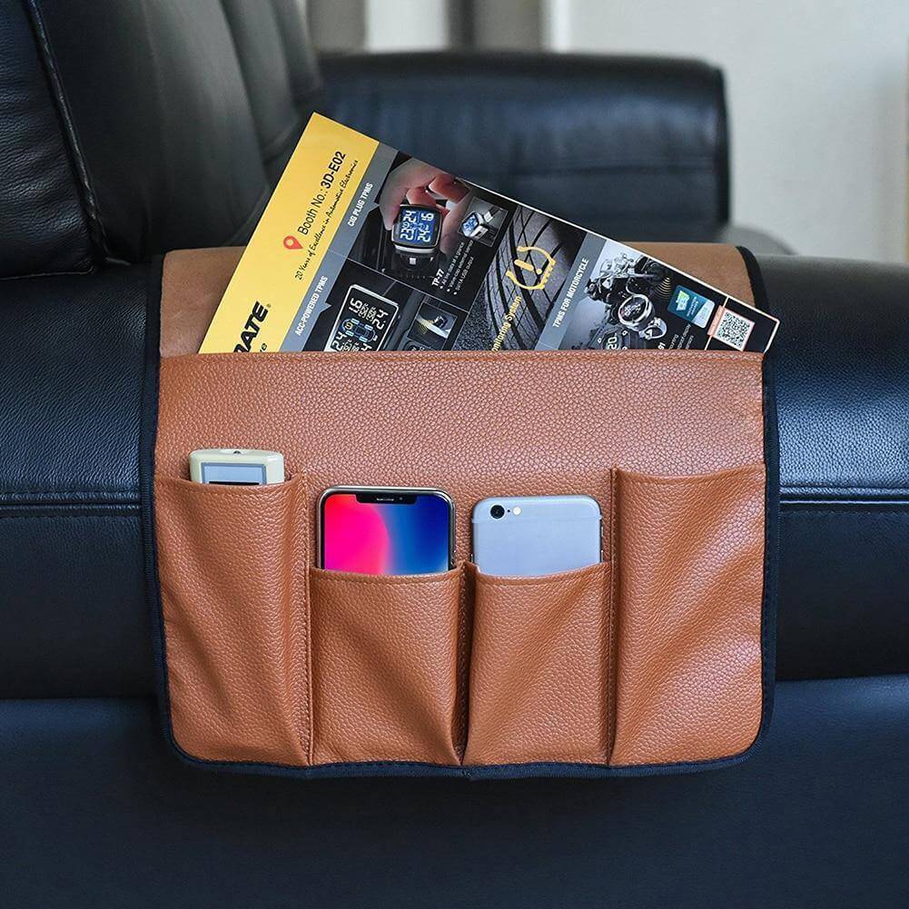 Organisateur d'accoudoir en Cuir PU | Cinq Compartiments Pratiques et Durables