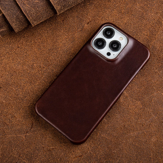 Étui iPhone en Cuir Huileux | Protection Élégante et Absorption des Chocs