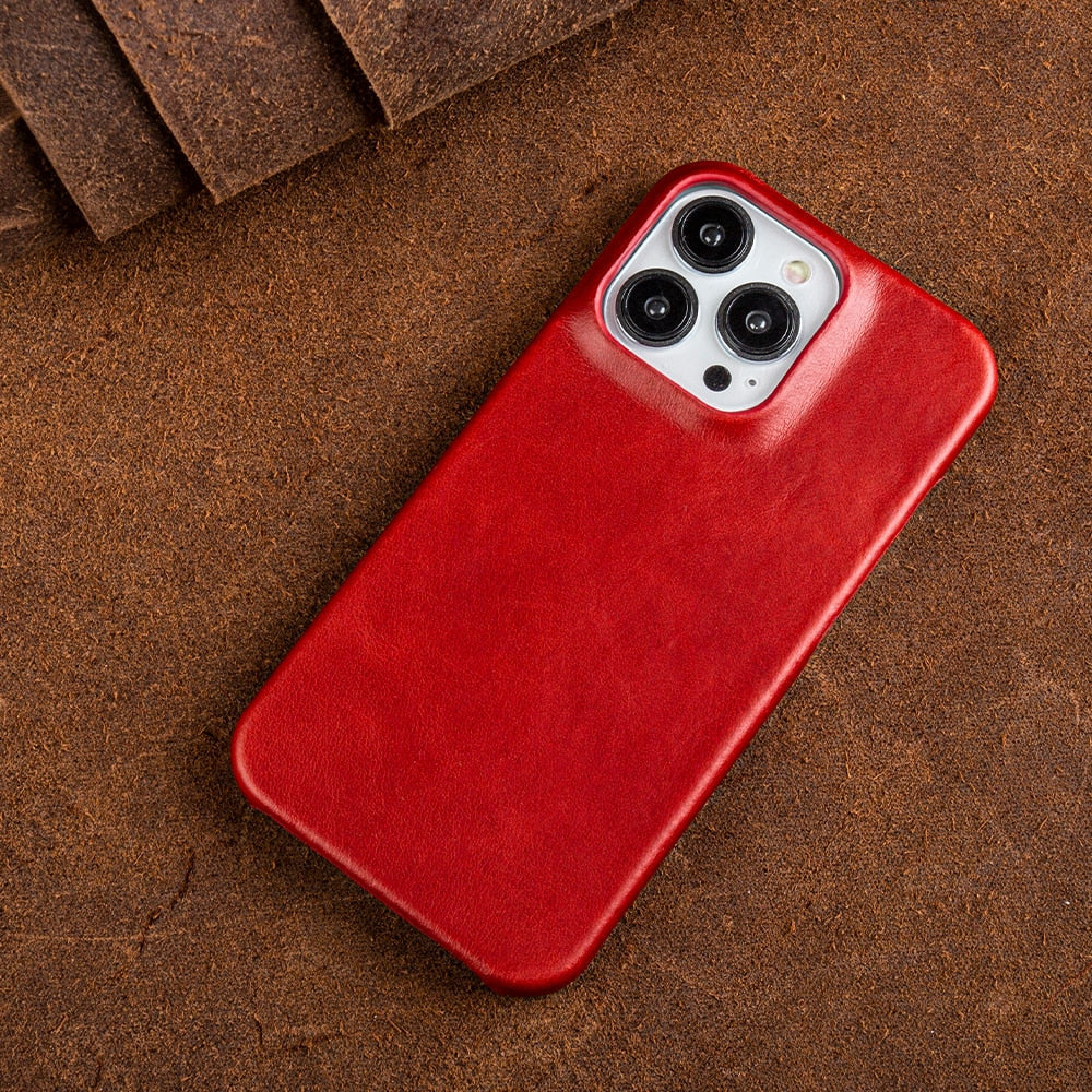 Étui iPhone en Cuir Huileux | Protection Élégante et Absorption des Chocs
