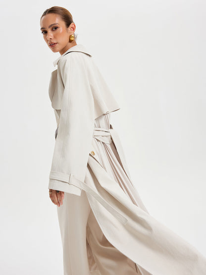 Trench-coat Classique Ceinturé | Tissu Tissé et Ajustement Régulier