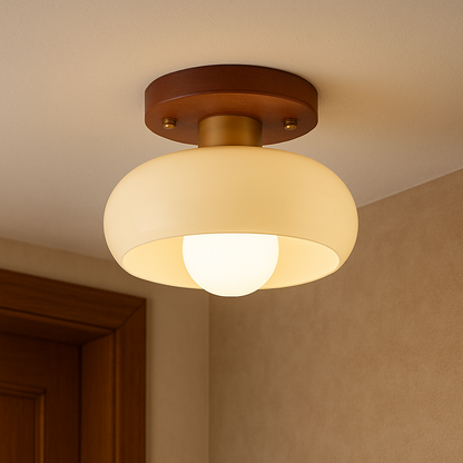 Lampe de Plafond en Bois Crème | Élégante et Contemporaine pour Intérieurs