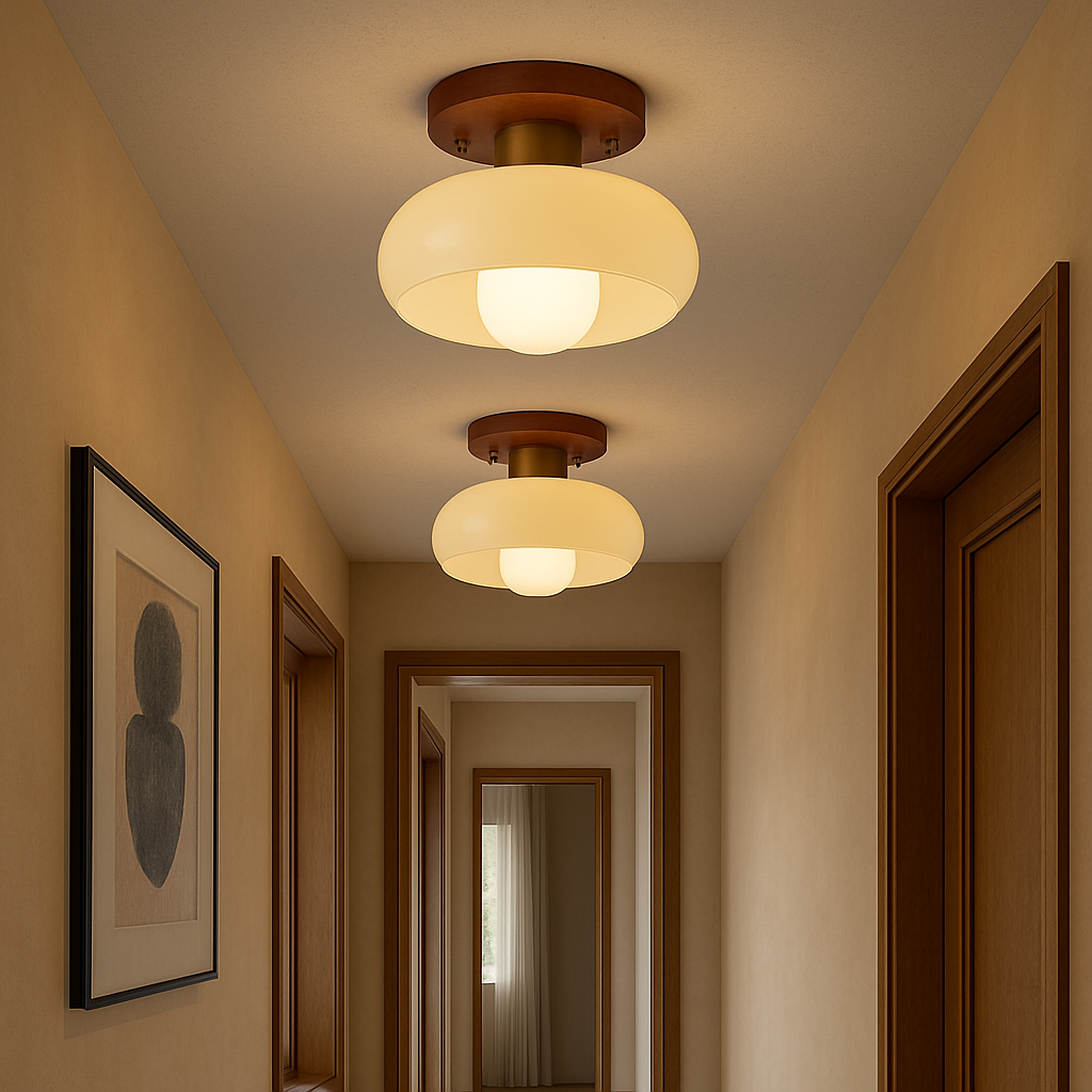 Lampe de Plafond en Bois Crème | Élégante et Contemporaine pour Intérieurs