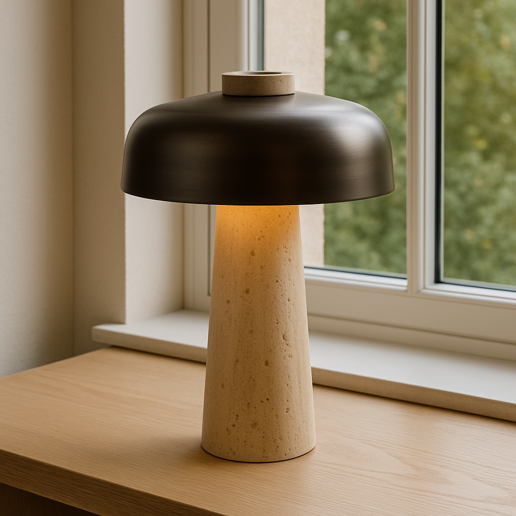 Lampe de Table en Travertin | Design Contemporain et Accueillant