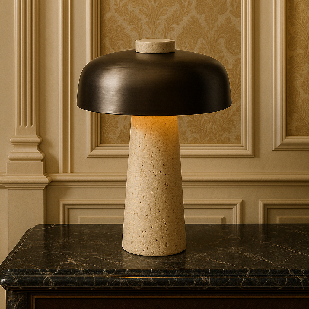 Lampe de Table en Travertin | Design Contemporain et Accueillant