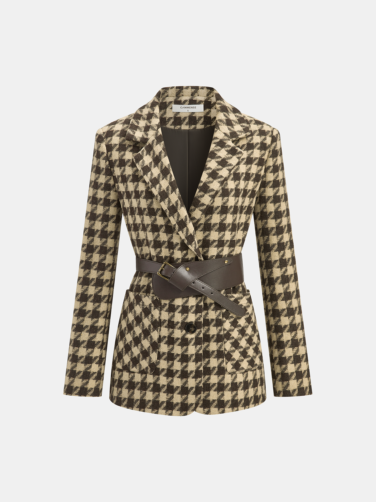 Blazer Ceinturé en Vichy Classique | Tissu Chaud et Ajustement Régulier
