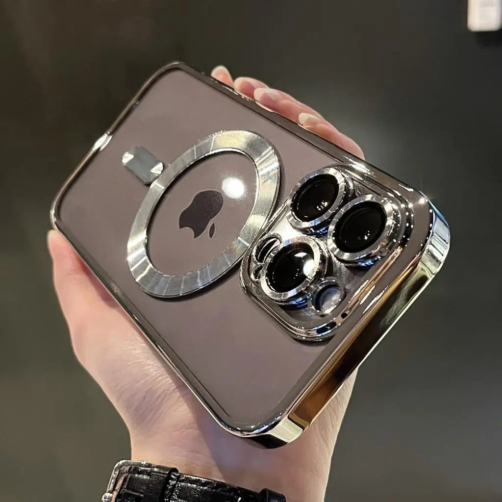 Coque Magnétique Plaquée Or pour iPhone | Design Résistant aux Rayures et Luxueux