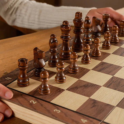 Jeu d'échecs Magnétique en Bois | Portable et Compact pour Voyager