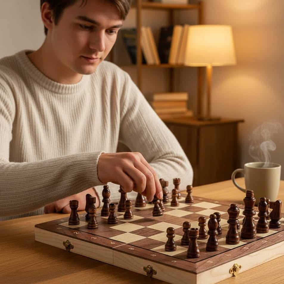 Jeu d'échecs Magnétique en Bois | Portable et Compact pour Voyager
