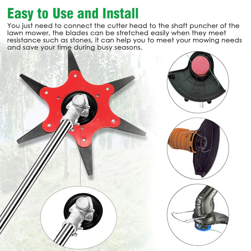 Tête de Taille-Haie à 6 Lames | Durable et Facile à Installer