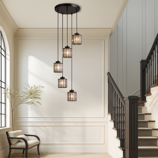 Lustre en Cristal pour Escalier | Élégance Contemporaine et Chaleureuse