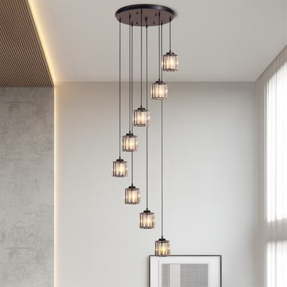 Lustre en Cristal pour Escalier | Élégance Contemporaine et Chaleureuse