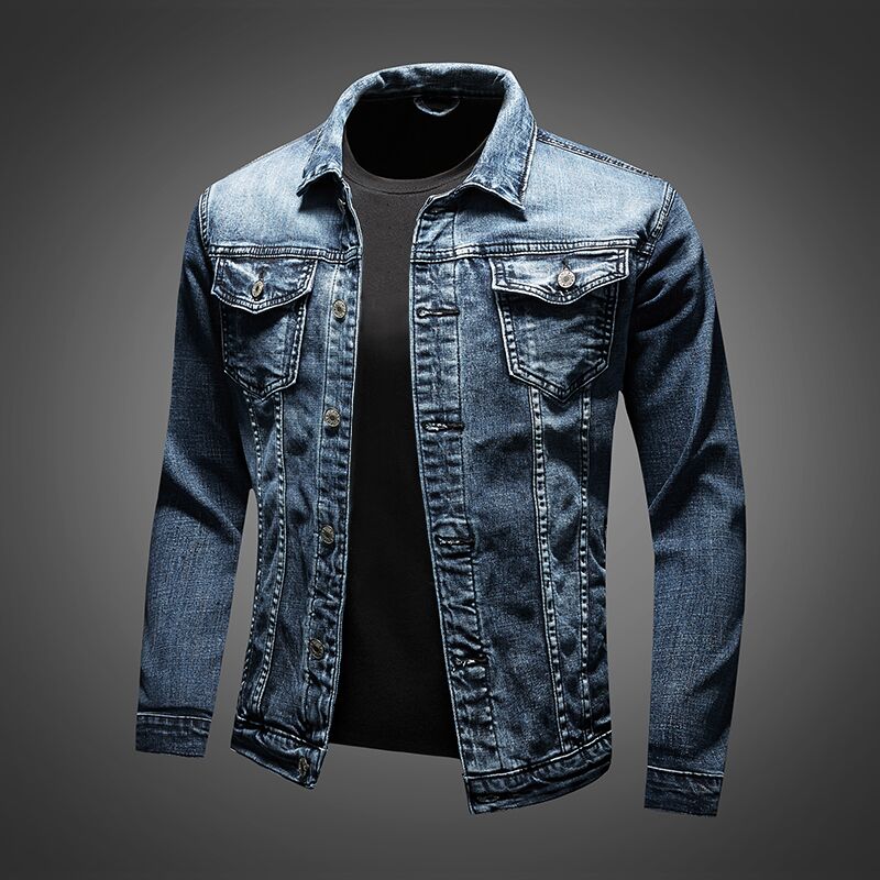 Veste en Jean Slim Fit pour Hommes | Style Rétro Motard et Confort Optimal
