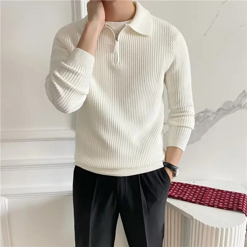 Pull à Col Zippé Élégant | Confort Décontracté et Luxueux