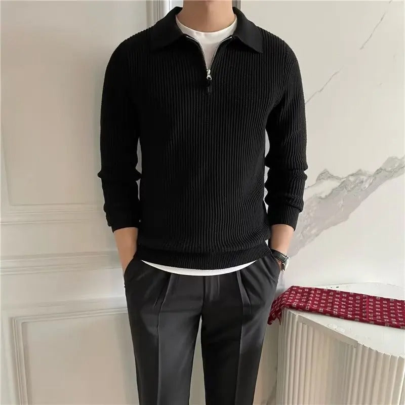 Pull à Col Zippé Élégant | Confort Décontracté et Luxueux