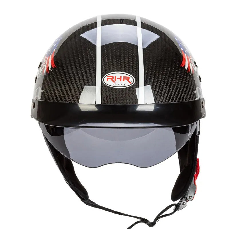 Casque Demi-Face en Fibre de Carbone | Style Rétro et Protection Sécurisée
