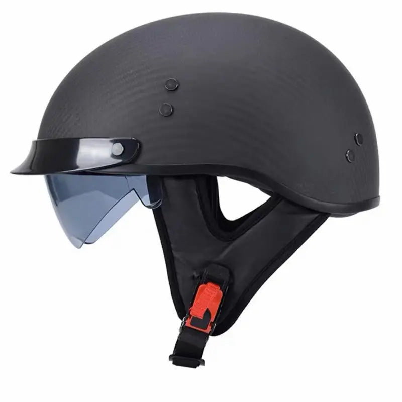 Casque Demi-Face en Fibre de Carbone | Style Rétro et Protection Sécurisée