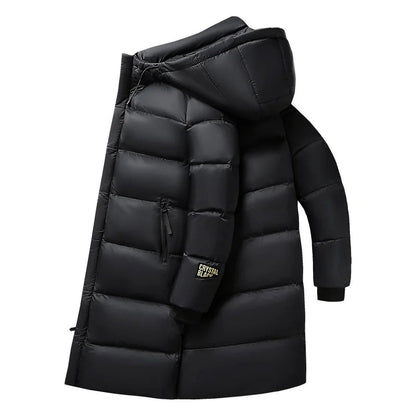 Manteau d'hiver Long en Nylon | Isolation en Duvet et Style Élégant