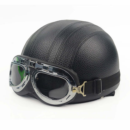 Casque de Moto Rétro Demi | Finition Brillante et Look Vintage