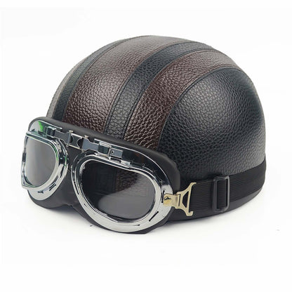 Casque de Moto Rétro Demi | Finition Brillante et Look Vintage