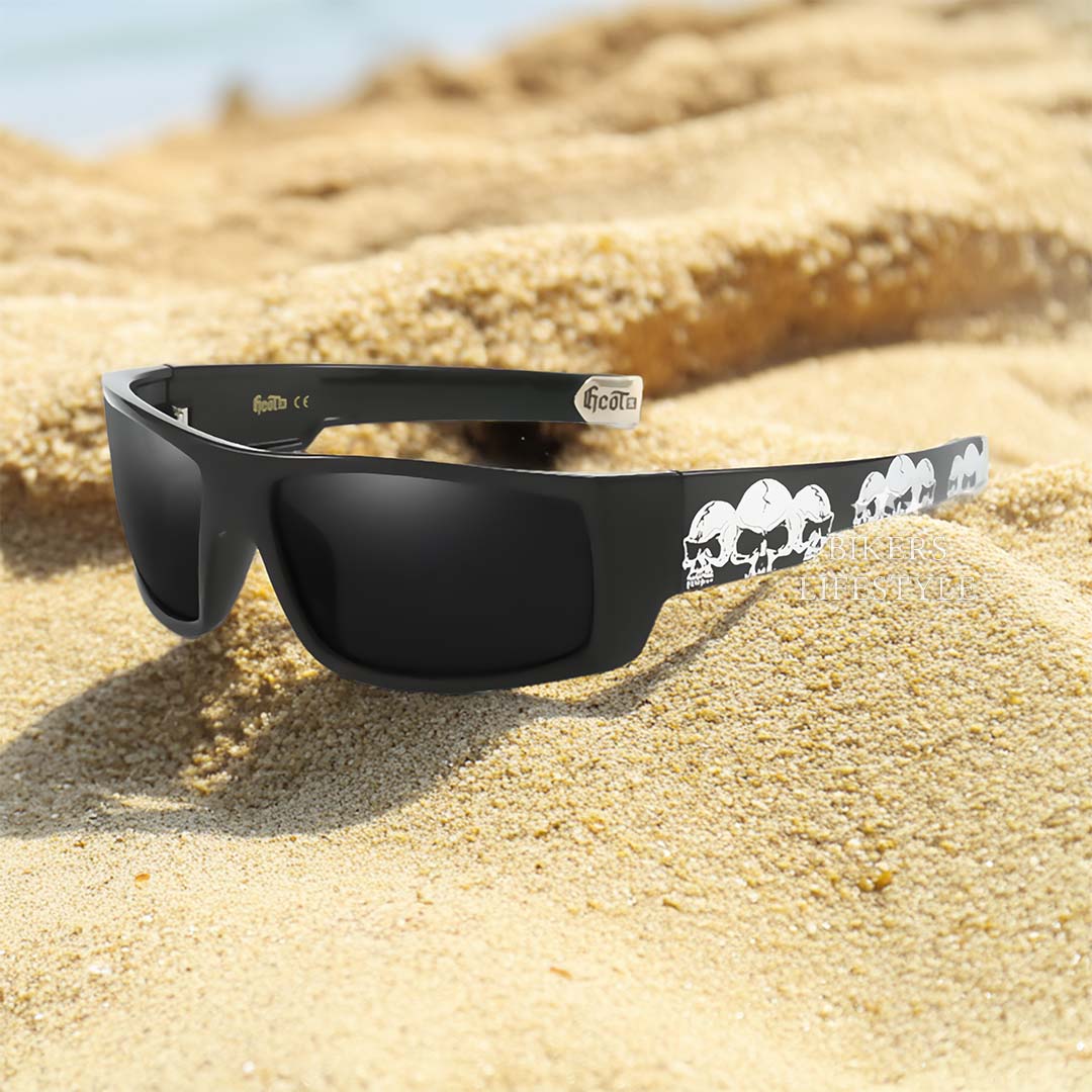 Lunettes de Soleil Polarisées pour Hommes | Design Crâne Audacieux et Protection UV