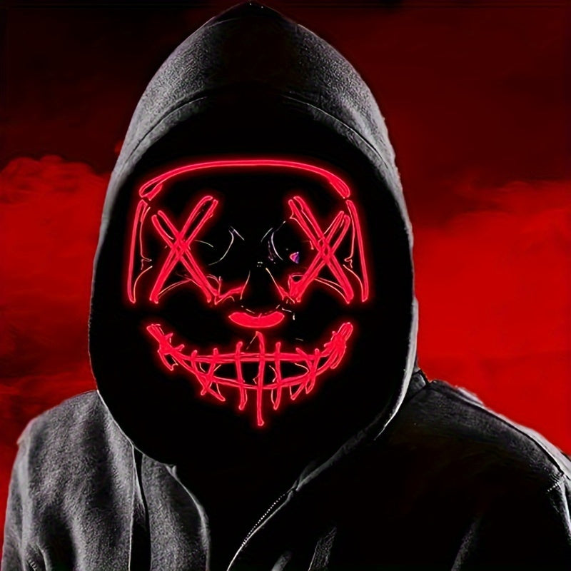 Masque LED Halloween Effrayant | Design Anonyme Lumineux et Confortable