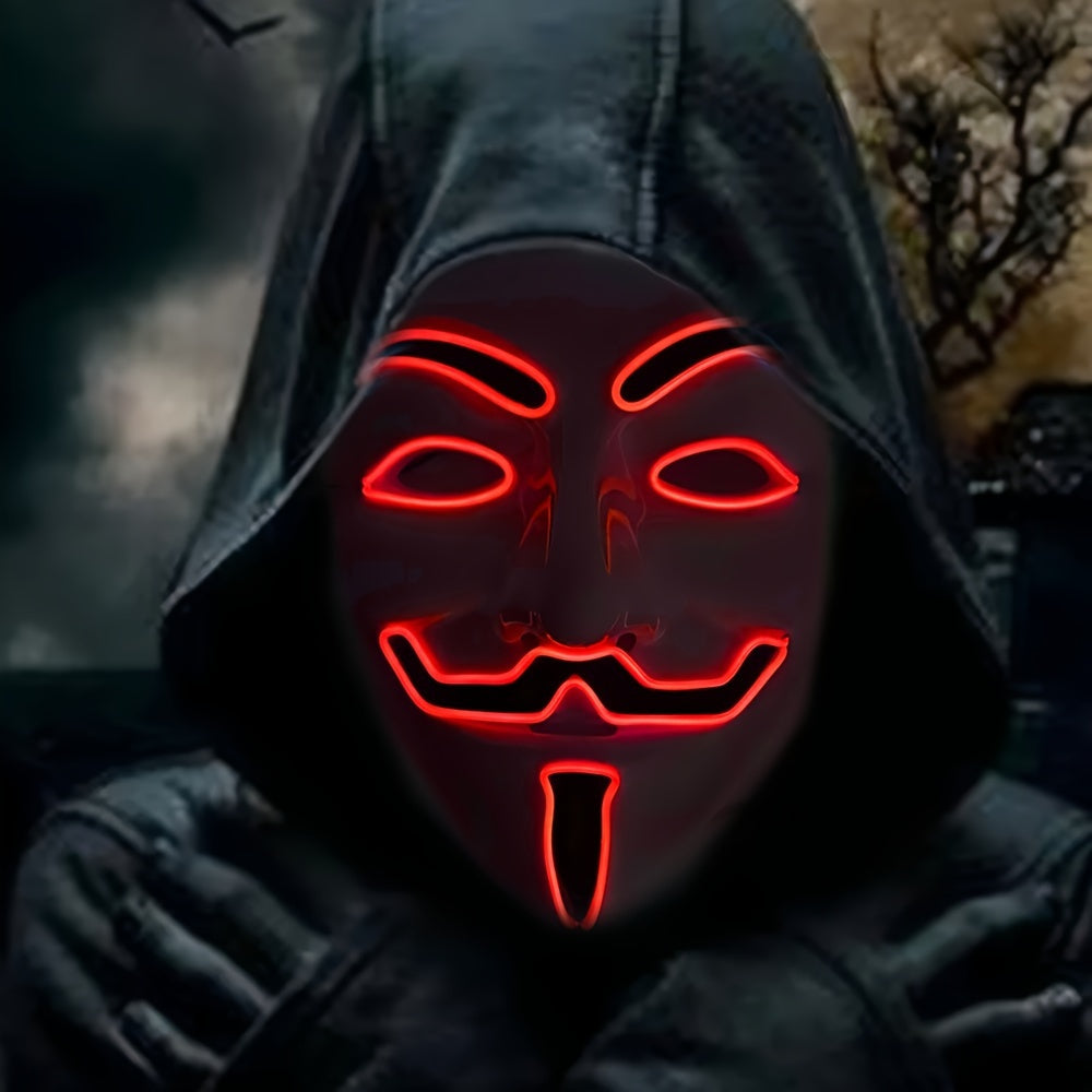 Masque LED Halloween Effrayant | Design Anonyme Lumineux et Confortable