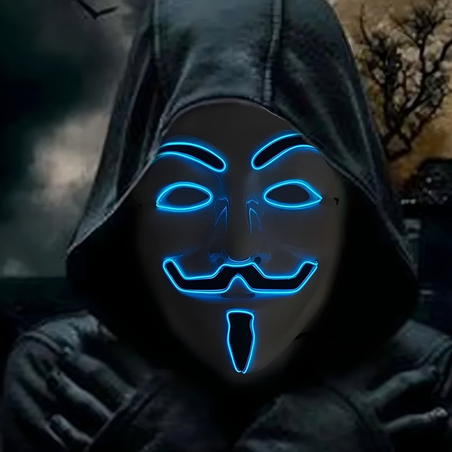 Masque LED Halloween Effrayant | Design Anonyme Lumineux et Confortable