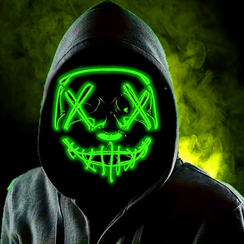 Masque LED Halloween Effrayant | Design Anonyme Lumineux et Confortable