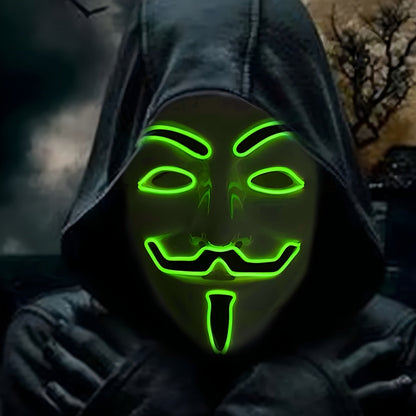 Masque LED Halloween Effrayant | Design Anonyme Lumineux et Confortable
