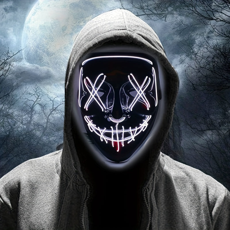 Masque LED Halloween Effrayant | Design Anonyme Lumineux et Confortable