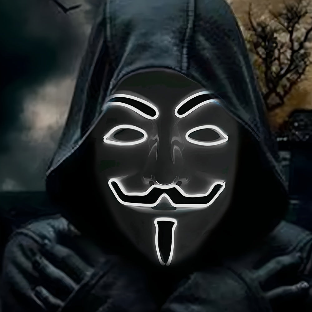 Masque LED Halloween Effrayant | Design Anonyme Lumineux et Confortable