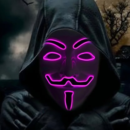 Masque LED Halloween Effrayant | Design Anonyme Lumineux et Confortable