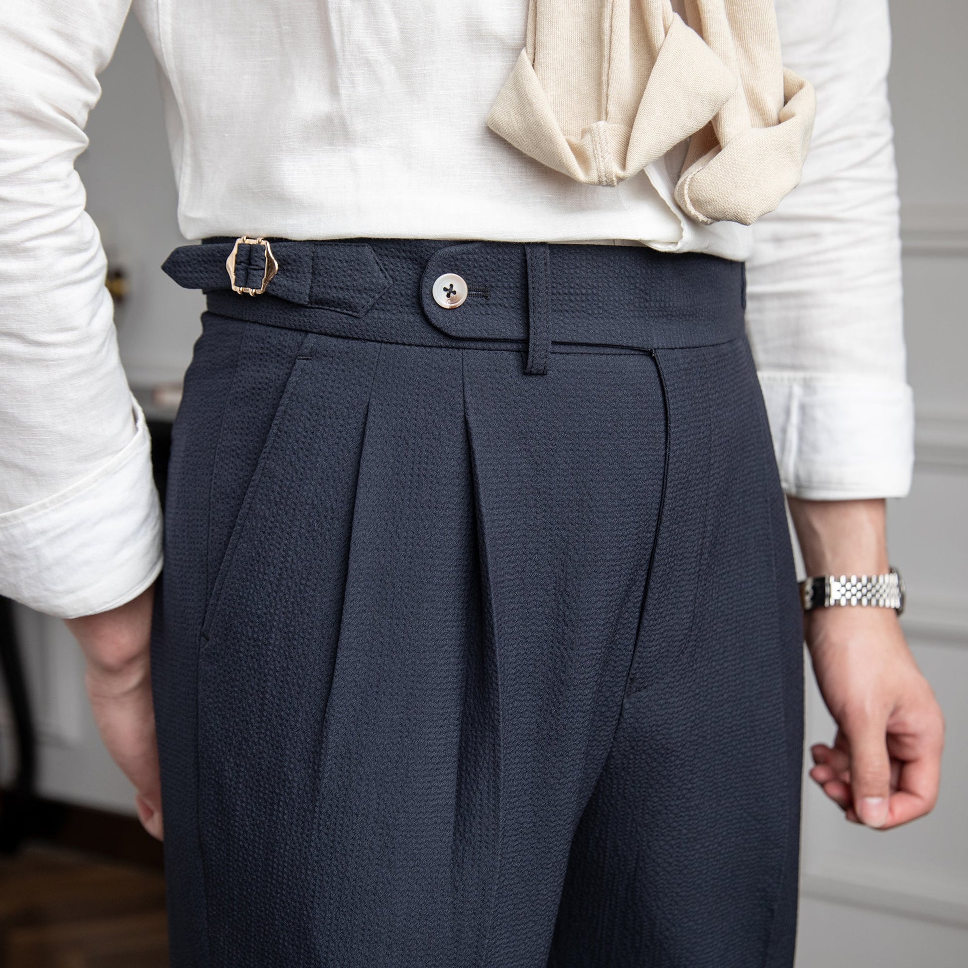 Pantalon Droit Sur Mesure pour Hommes | Élégance Rétro et Confort Quotidien